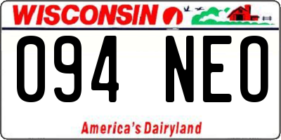 WI license plate 094NEO