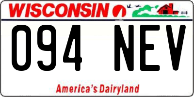 WI license plate 094NEV