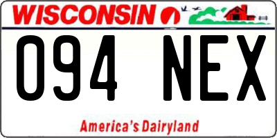 WI license plate 094NEX
