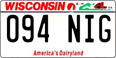 WI license plate 094NIG