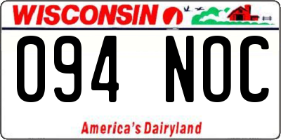 WI license plate 094NOC