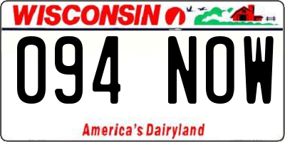 WI license plate 094NOW