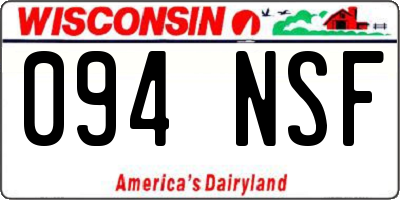 WI license plate 094NSF