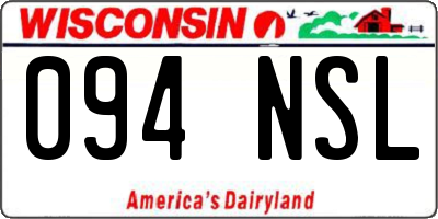 WI license plate 094NSL