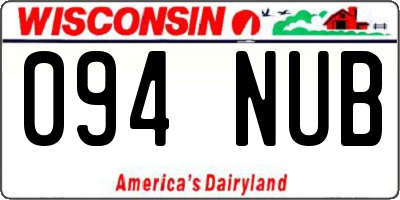 WI license plate 094NUB
