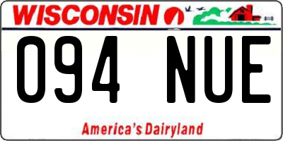 WI license plate 094NUE