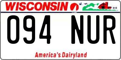 WI license plate 094NUR