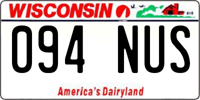 WI license plate 094NUS