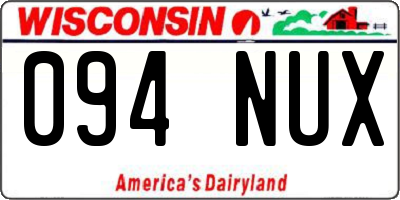 WI license plate 094NUX