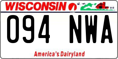 WI license plate 094NWA