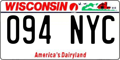 WI license plate 094NYC