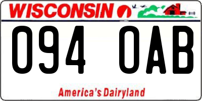 WI license plate 094OAB