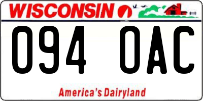 WI license plate 094OAC