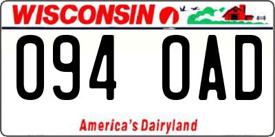 WI license plate 094OAD