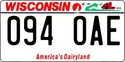 WI license plate 094OAE