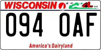 WI license plate 094OAF