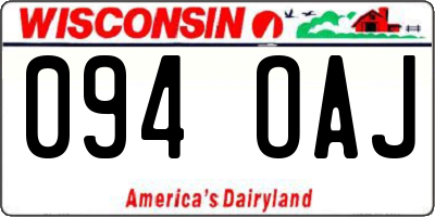 WI license plate 094OAJ