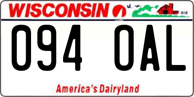 WI license plate 094OAL