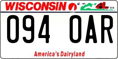 WI license plate 094OAR