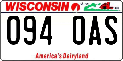 WI license plate 094OAS