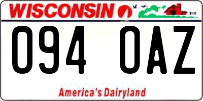 WI license plate 094OAZ