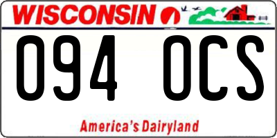 WI license plate 094OCS