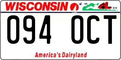WI license plate 094OCT