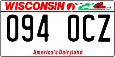 WI license plate 094OCZ