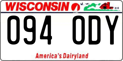 WI license plate 094ODY