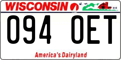 WI license plate 094OET