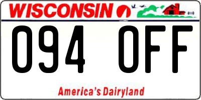 WI license plate 094OFF