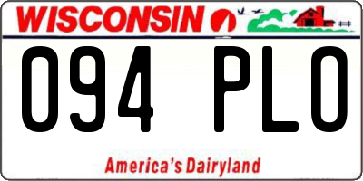 WI license plate 094PLO