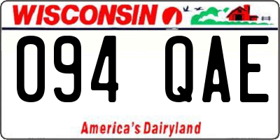 WI license plate 094QAE