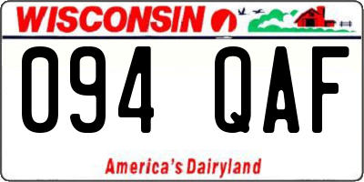 WI license plate 094QAF