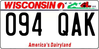 WI license plate 094QAK
