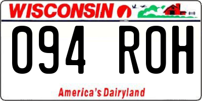 WI license plate 094ROH