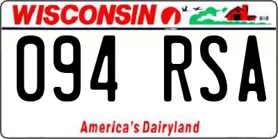 WI license plate 094RSA