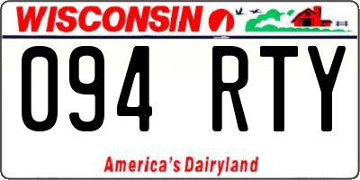 WI license plate 094RTY