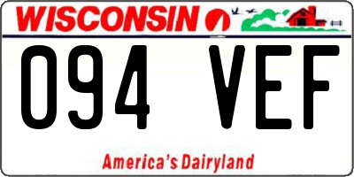 WI license plate 094VEF