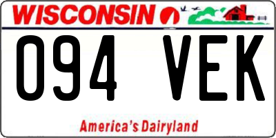 WI license plate 094VEK