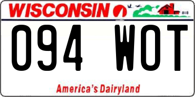 WI license plate 094WOT
