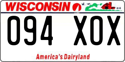 WI license plate 094XOX