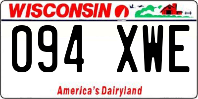 WI license plate 094XWE
