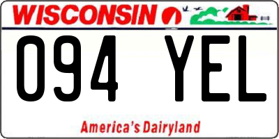 WI license plate 094YEL