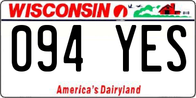 WI license plate 094YES