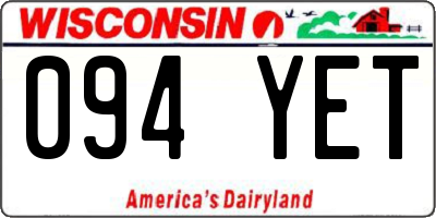 WI license plate 094YET