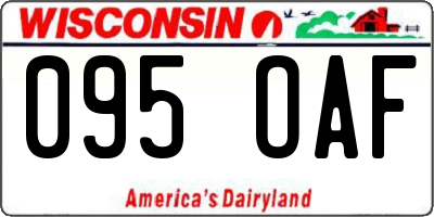 WI license plate 095OAF