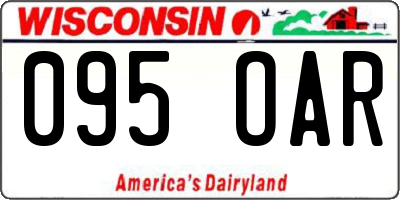 WI license plate 095OAR