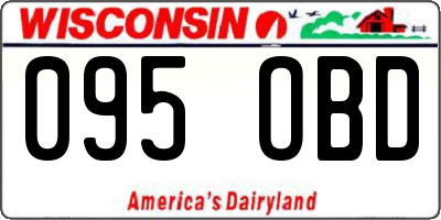 WI license plate 095OBD