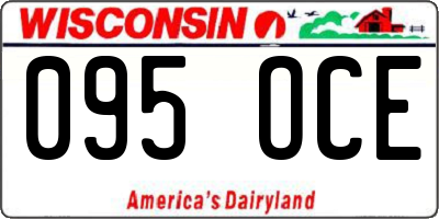 WI license plate 095OCE
